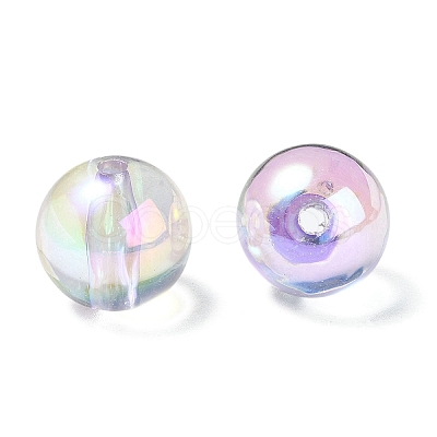 UV Plating Transparent Rainbow Iridescent Acrylic Beads OACR-F004-01B-1