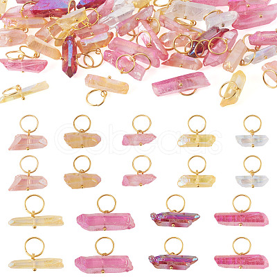 45Pcs 9 Styles Electroplated Natural Quartz Crystal Pendants PALLOY-TAC0226-1
