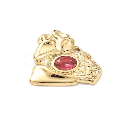 Valentine's Day 304 Stainless Steel Micro Pave Red Cubic Zirconia Pendants STAS-F360-08G-1
