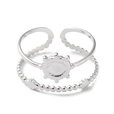 Tarnish Resistant 304 Stainless Steel Open Cuff Ring Components X-STAS-F301-03P-1