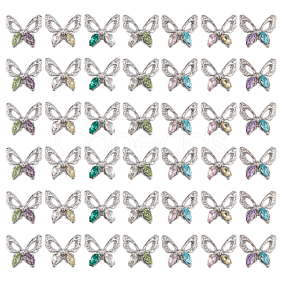 42Pcs 7 Colors Alloy Glass Cabochons MRMJ-SC0001-18-1