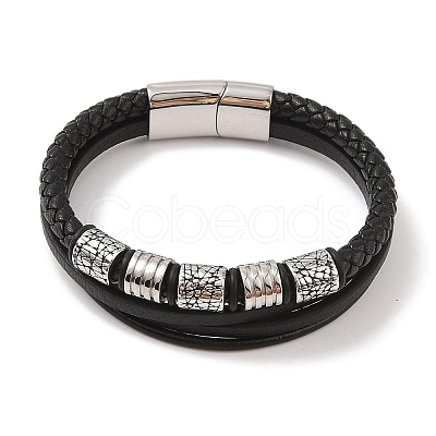 Braided Microfiber Leather Multi-strand Bracelets BJEW-B096-07B-1