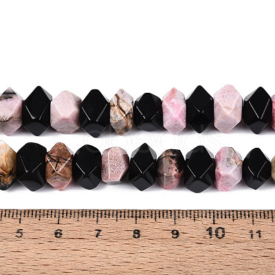 Natural Obsidian & Rhodonite Beads Strands G-N358-01A-04-1