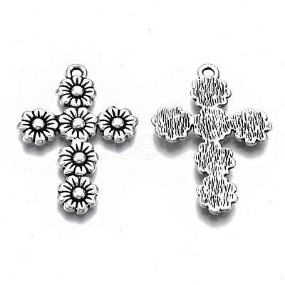 Tibetan Style Alloy Pendants TIBEP-N009-015AS-RS-1