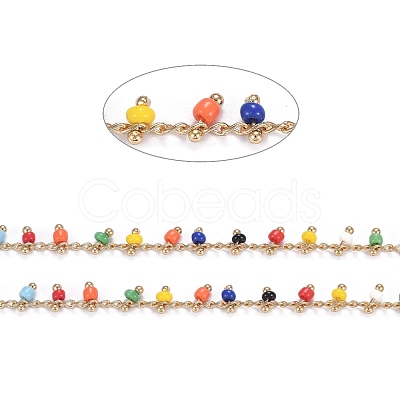 Brass Handmade Glass Beaded Chains CHC-F012-01C-1