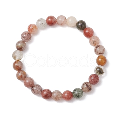 Natural Multi-Color Rutilated Quartz Beaded Stretch Bracelets for Women BJEW-JB13465-1