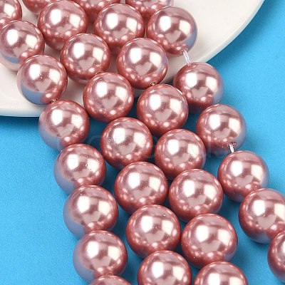 Electroplated Shell Pearl Beads Strands BSHE-G041-14mm-05-1