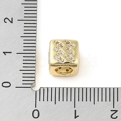Brass Micro Pave Clear Cubic Zirconia European Beads KK-K368-01G-11-1