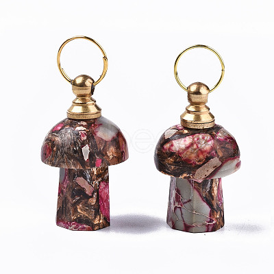 Assembled Synthetic Bronzite and Imperial Jasper Openable Perfume Bottle Pendants LS-G-S366-057C-1