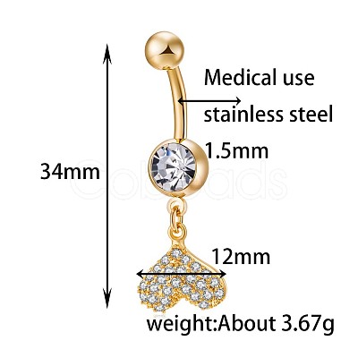 Brass Cubic Zirconia Navel Ring AJEW-EE0004-12-1