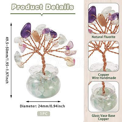 1Pc Natural Fluorite Chips Tree Decorations DJEW-TA0001-15F-1