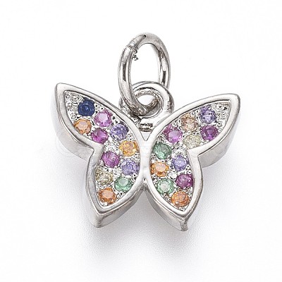 Brass Micro Pave Cubic Zirconia Charms ZIRC-I032-59P-1