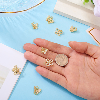 8Pcs 4 Styles Brass Micro Pave Cubic Zirconia Pendants KK-TA0002-33-1