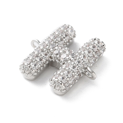 Brass Micro Pave Cubic Zirconia Letter Links KK-I717-04H-P-1