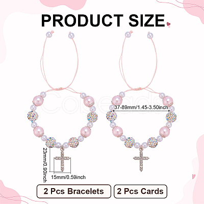 Alloy Rhinestone Cross Charm Bracelets BJEW-WH0016-100-1