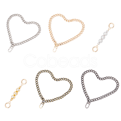 2 Styles ABS Plastic Imitation Pearl Beads & Iron Curb Link Bag Chain Straps FIND-CA0002-65-1