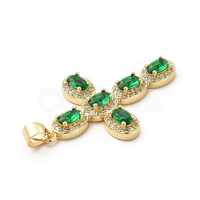 Rack Plating Brass Cubic Zirconia Pendants KK-G456-25G-04-1