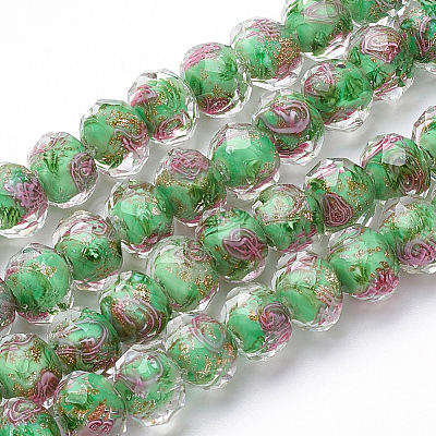 1 Starnd Handmade Gold Sand Lampwork Beads Strands LAMP-PA0001-76B-1