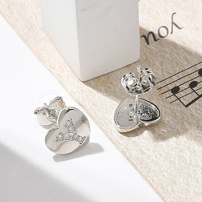 Rack Plating Brass Micro Pave Clear Cubic Zirconia Stud Earrings EJEW-K299-01P-Y-1
