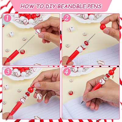 DIY Red Series Personalized Beadable Pen Sets DIY-SZ0009-91-1