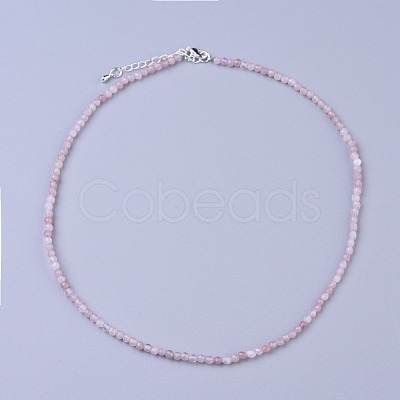 Natural Rose Quartz Beaded Necklaces NJEW-K114-B-A01-1