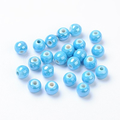 Glazed Porcelain Round Beads PORC-S489-6mm-08-1