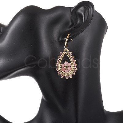 3 Pairs 3 Colors Teardeop Glass Beaded & Dyed Natural Malaysia Jade Dangle Stud Earrings EJEW-MZ00707-1