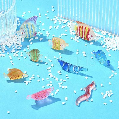 45Pcs 9 Styles Fish Transparent Resin Cabochons CRES-CJZ0009-01-1