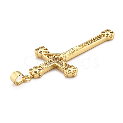 Brass Micro Pave Clear Cubic Zirconia Pendants ZIRC-J025-43G-1