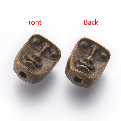 Tibetan Style Alloy Human Face Beads TIBEP-GC184-AB-NR-1