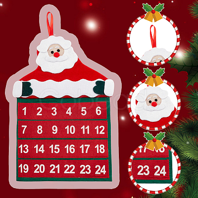 Santa Claus Non-woven Fabric Christmas Countdown 24 Days Calendar Pendant Decoration HJEW-WH0042-84-1