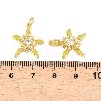 Brass Clear Cubic Zirconia Pendants KK-F931-11G-1