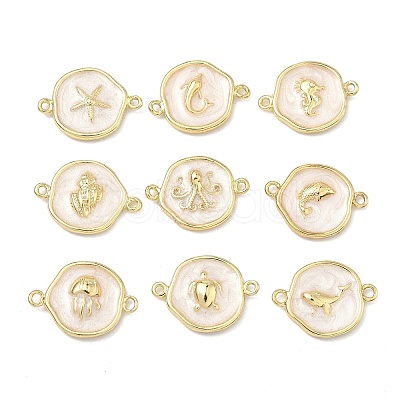Ocean Brass Enamel Links Connector Charms KK-K417-07G-02-1
