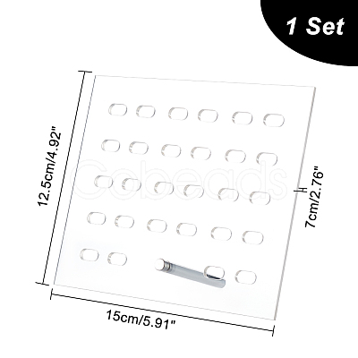 Rectangle Detachable Transparent Acrylic Clip-on Earring Display Organizer Stands EDIS-WH0029-45B-1