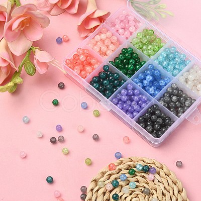840Pcs 12 Colors Baking Paint Crackle Glass Bead Strands DGLA-YW0001-10-1