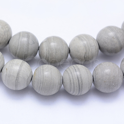 Natural Silver Line Jasper Beads Strands X-G-F531-8mm-O-1
