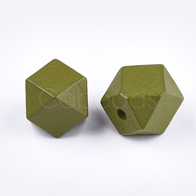 Painted Natural Wooden Beads WOOD-Q040-017A-05-1