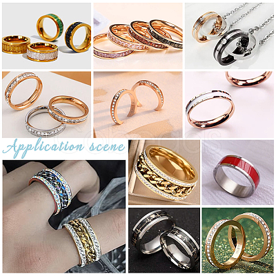 18Pcs 9 Size 201 Stainless Steel Grooved Finger Ring Settings STAS-UN0049-69EB-1