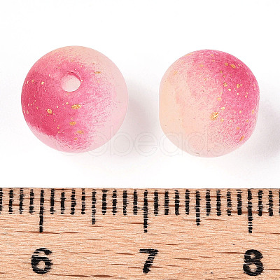 Frosted Baking Paint Crackle Glass Beads with Glitter Powder LS-DGLA-T004-01H-1