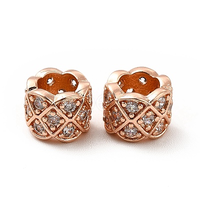 Rack Plating Brass Micro Pave Clear Cubic Zirconia European Beads KK-C010-57-1