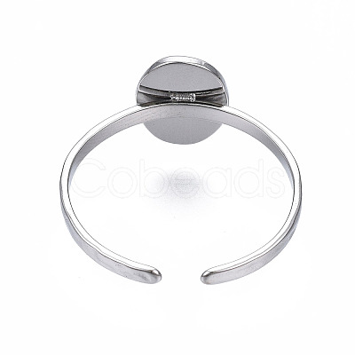 Non-Tarnish 304 Stainless Steel Open Cuff Finger Ring Cabochon Settings LS-STAS-T060-11P-1