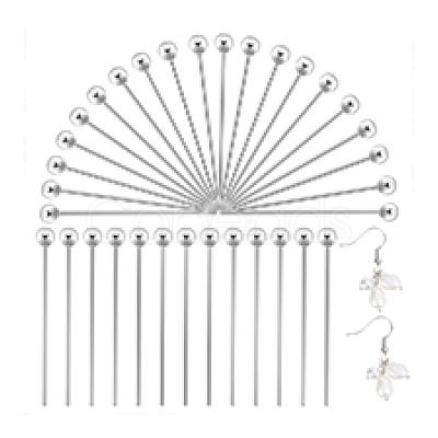 60Pcs 925 Sterling Silver Head Pins STER-PH0003-11-1