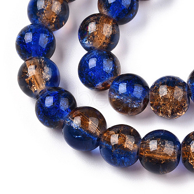 Two-Tone Crackle Baking Paint Transparent Glass Beads Strands CCG-T004-8mm-05-1