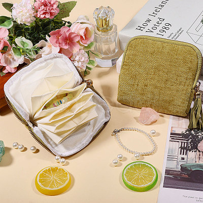 Velvet Jewelry Storage Zipper Bags with Tassel ABAG-WH0072-029-1