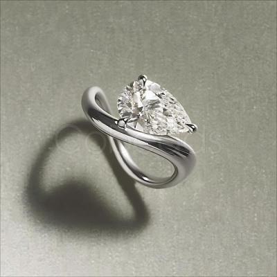 Brass Pave Single Cubic Zirconia Finger Rings for Women ZK8046-2-1