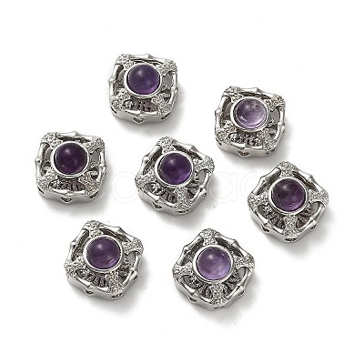 Brass Pave Natural Amethyst Multi-Strand Links KK-D366-01P-J-1