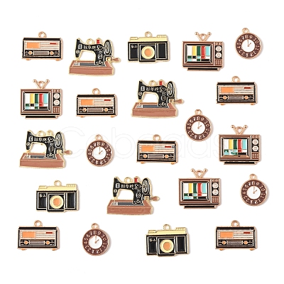 25Pcs 5 Styles Alloy Enamel Pendants ENAM-FS0003-14-1
