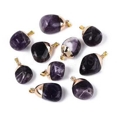 Natural Amethyst Pendants G-N360-05G-06-1