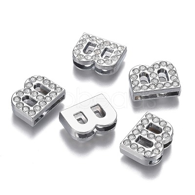 Alloy Letter Slide Charms RB-F034-01B-P-RS-1