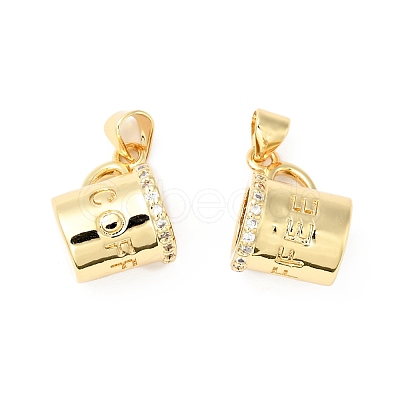 Rack Plating Brass Micro Pave Clear Cubic Zirconia Pendants ZIRC-I059-04G-1